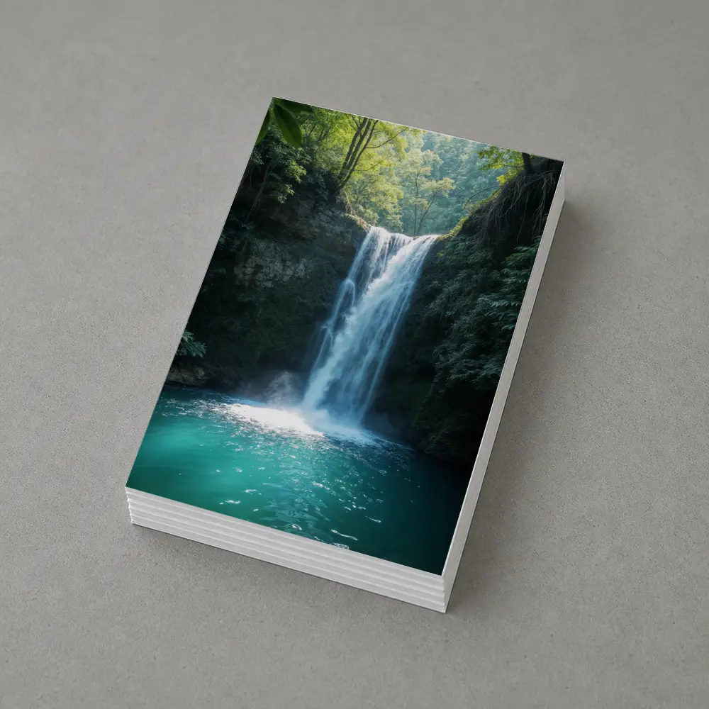 Tropical Waterfall Flowing Into Turquoise Pool – Postcards