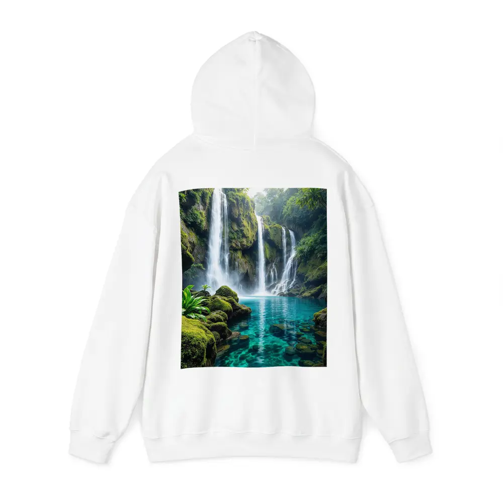 Tropical Waterfall Flowing Into Turquoise Pool – Hoodies