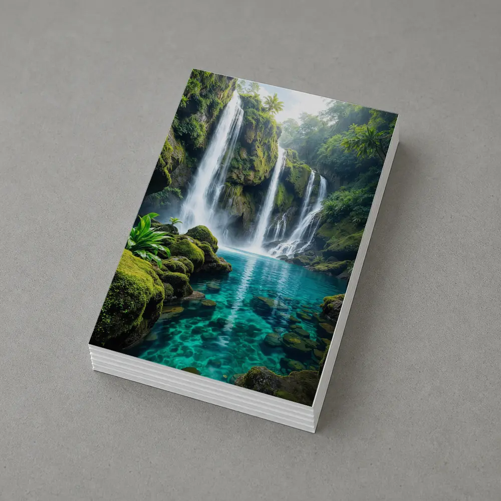 Tropical Waterfall Flowing Into Turquoise Pool – Postcards