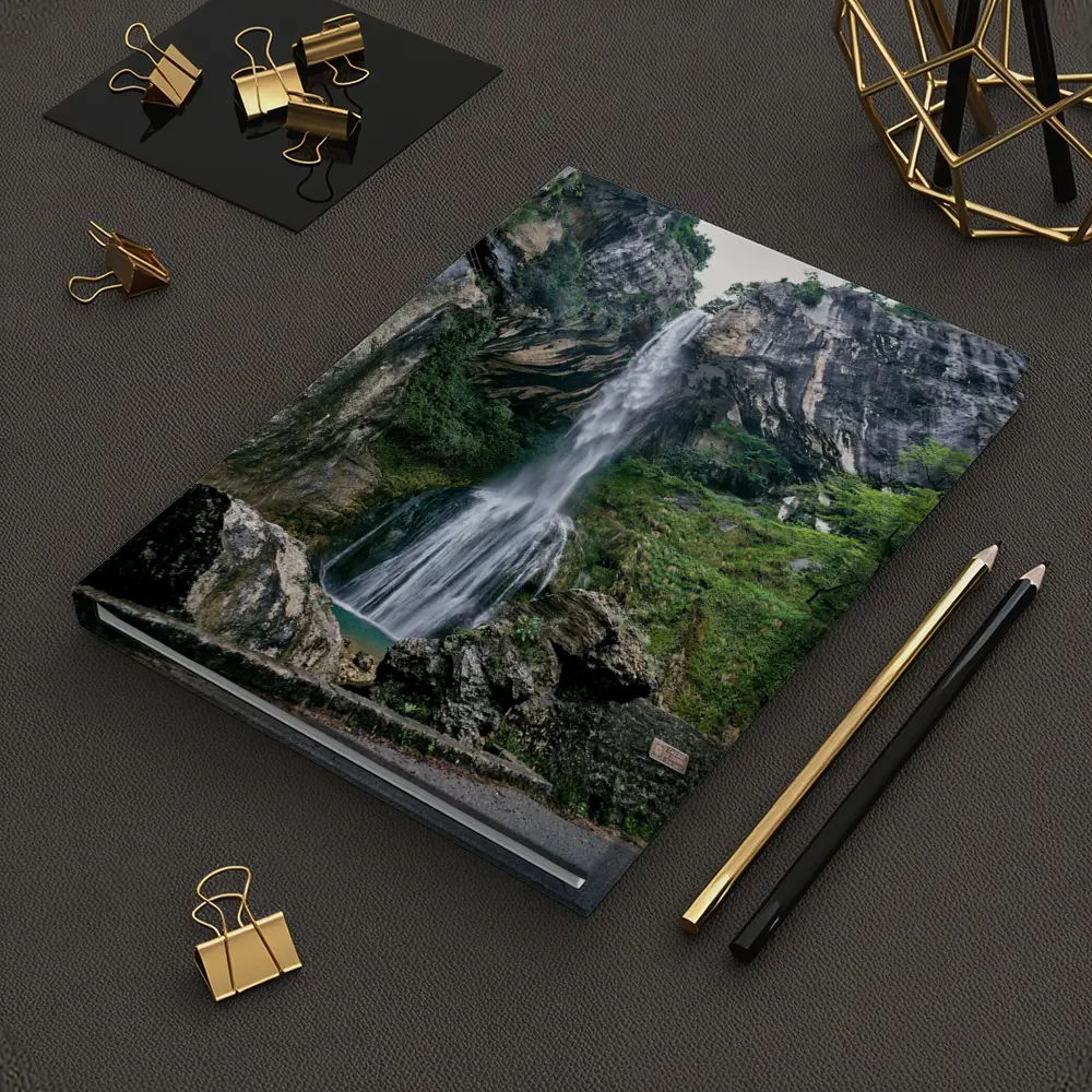 Tall Waterfall Cascading Down Rocky Cliffs – Notebooks