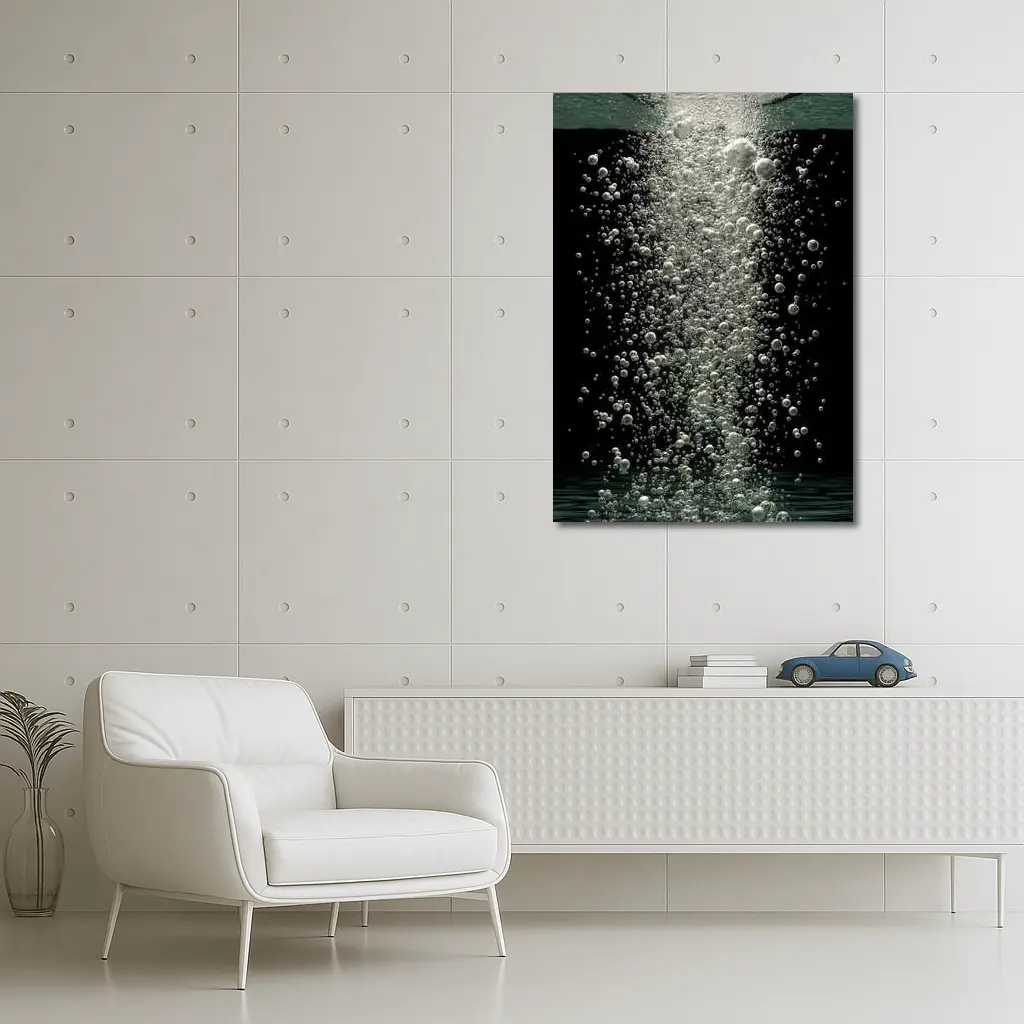 Underwater Air Bubbles Rising Dark Background – Wall Art
