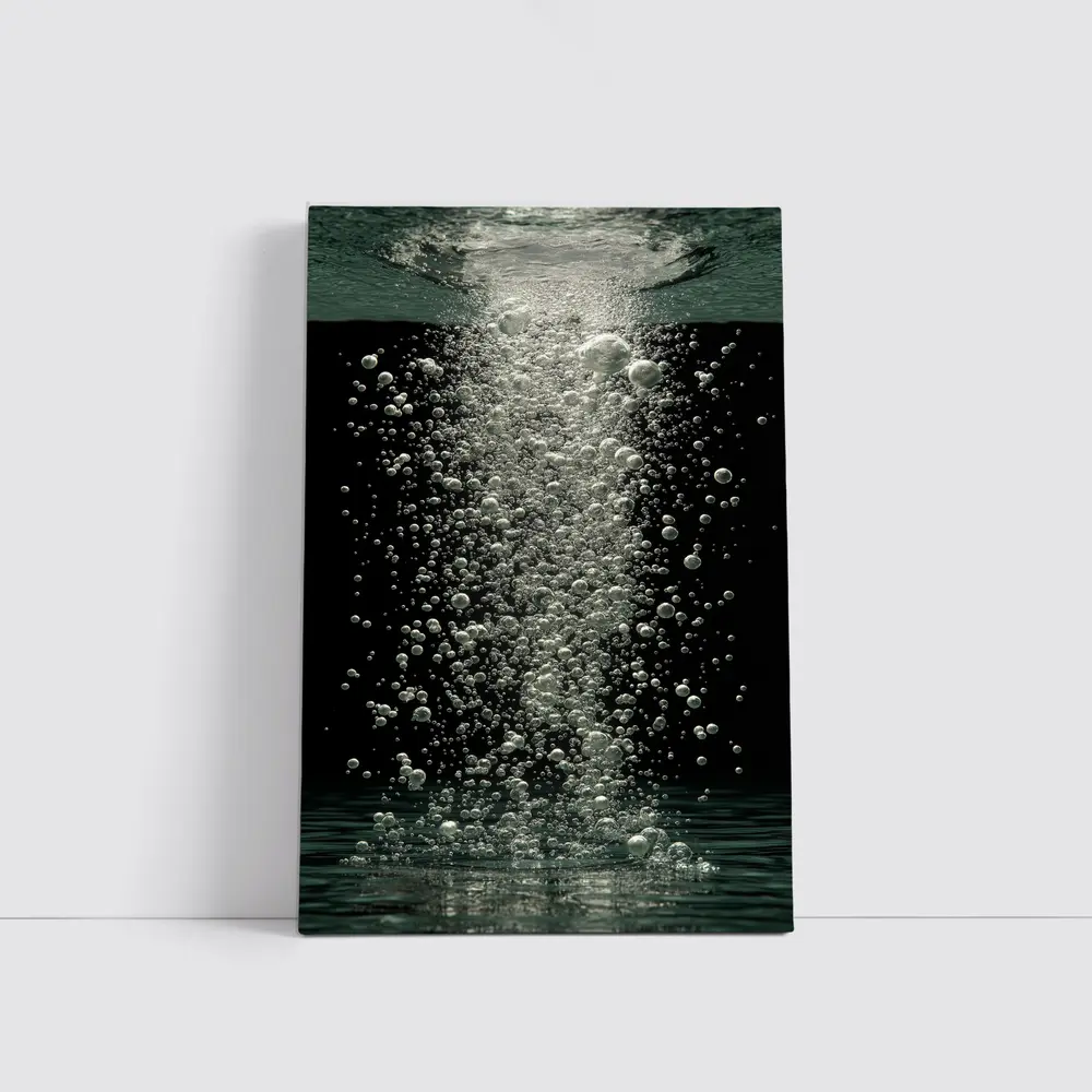 Underwater Air Bubbles Rising Dark Background – Wall Art