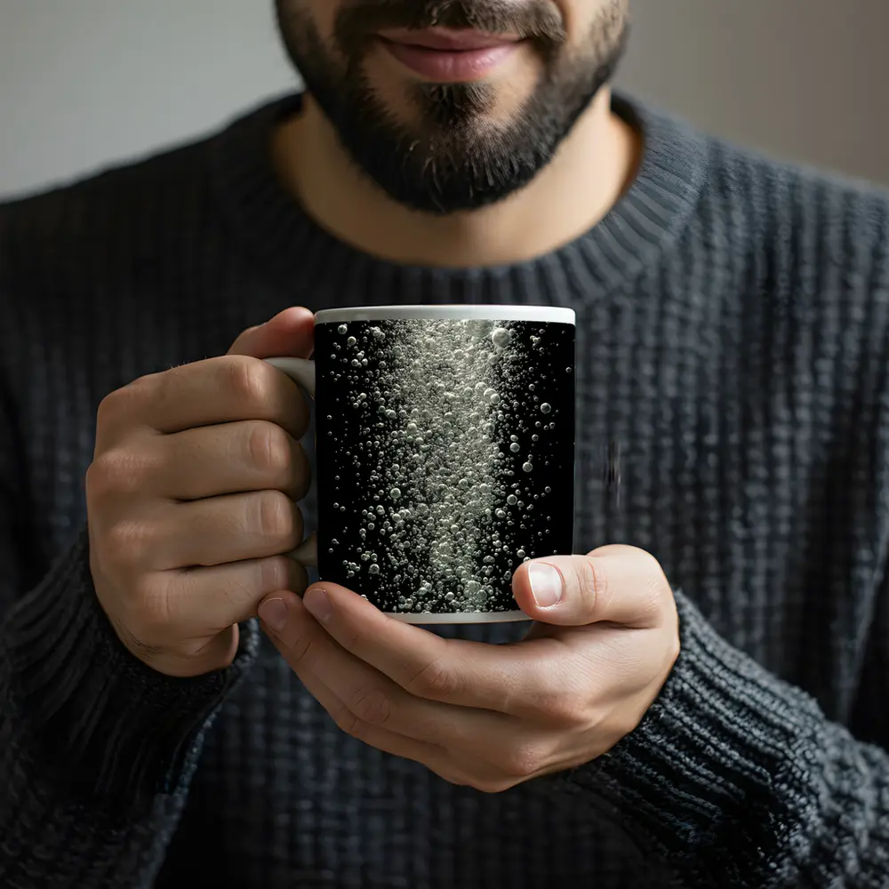 Underwater Air Bubbles Rising Dark Background – Mugs