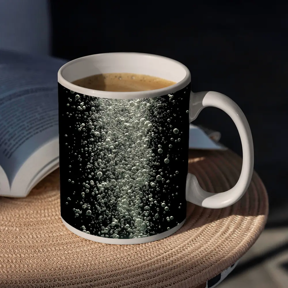 Underwater Air Bubbles Rising Dark Background – Mugs