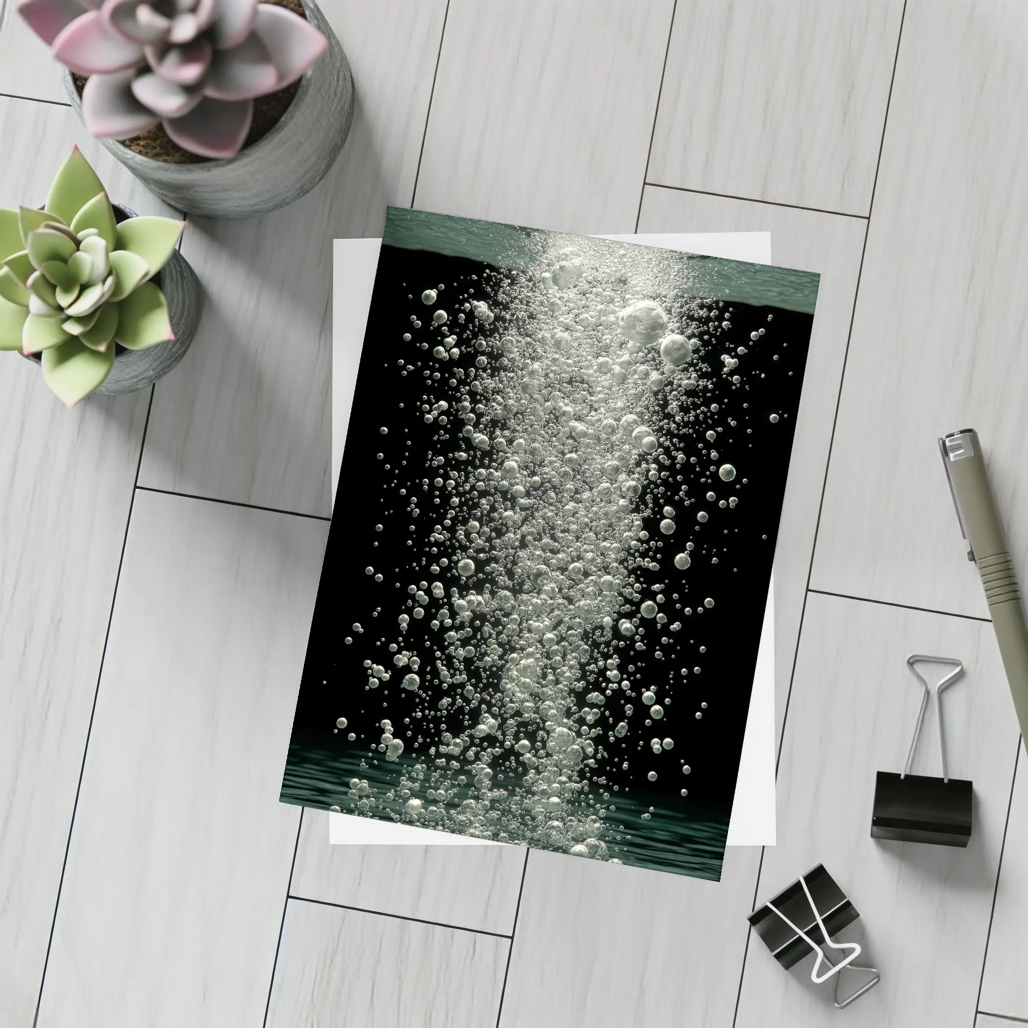 Underwater Air Bubbles Rising Dark Background – Postcards