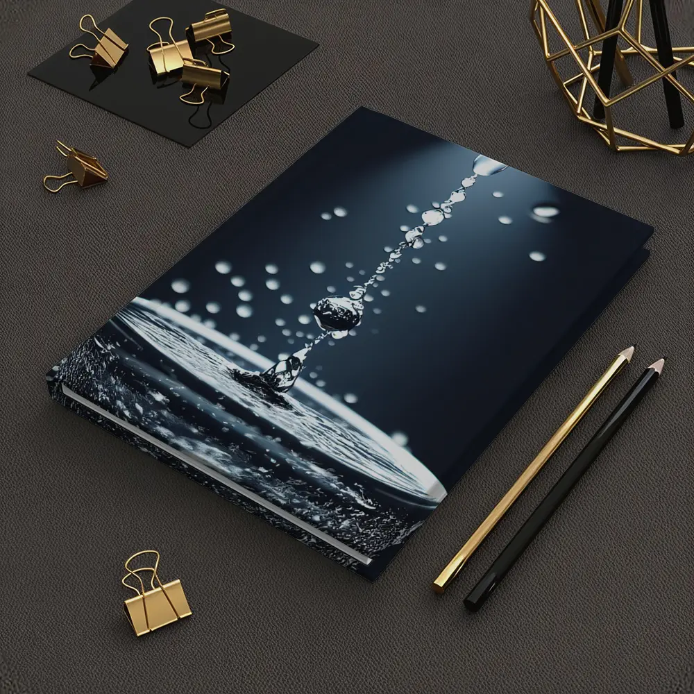 Water Drops Falling Into Glass Dark Background – Notebooks
