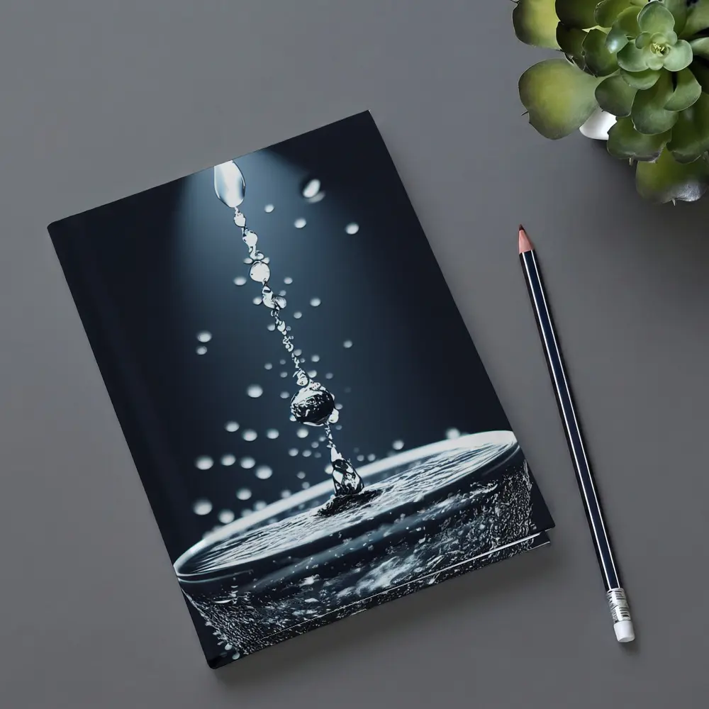 Water Drops Falling Into Glass Dark Background – Notebooks