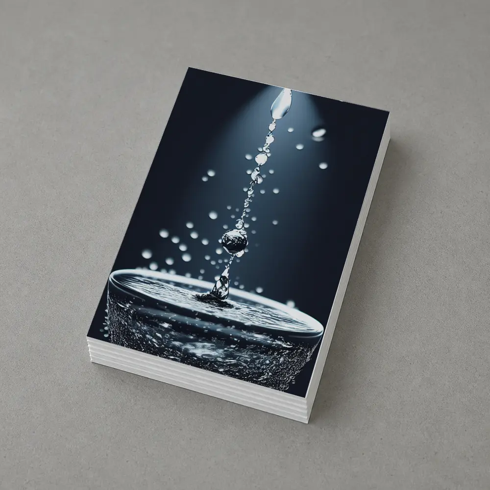 Water Drops Falling Into Glass Dark Background – Postcards