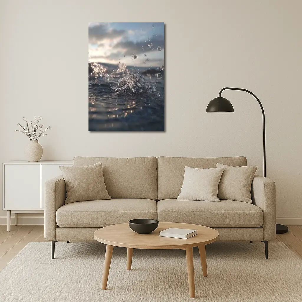 Ocean Wave Splash Dramatic Cloudy Sky – Wall Art