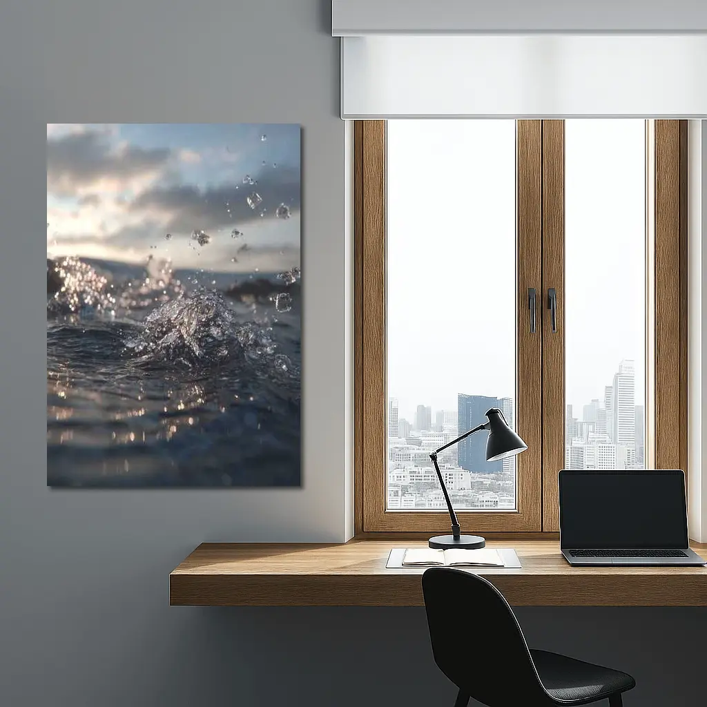 Ocean Wave Splash Dramatic Cloudy Sky – Wall Art