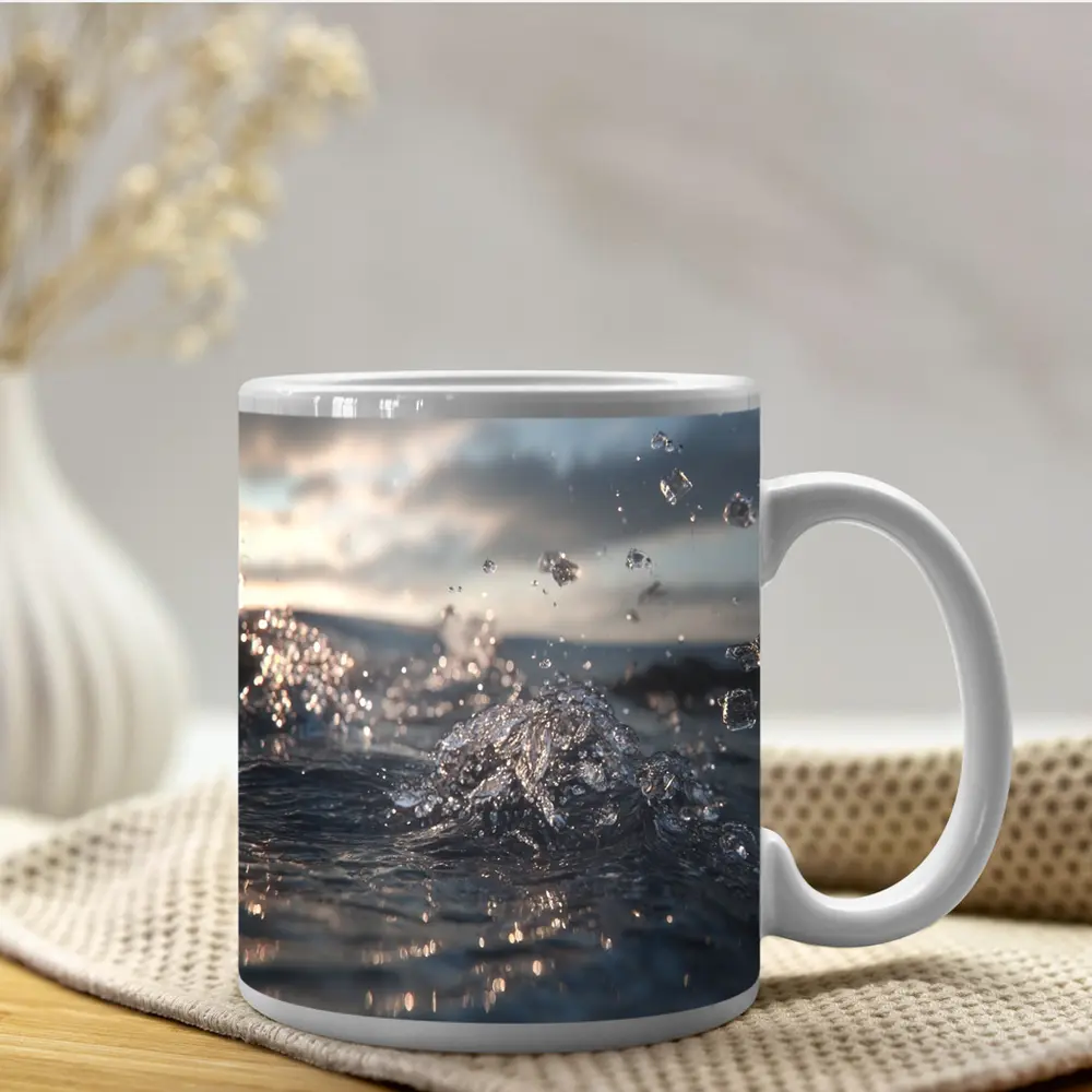 Ocean Wave Splash Dramatic Cloudy Sky – Mugs