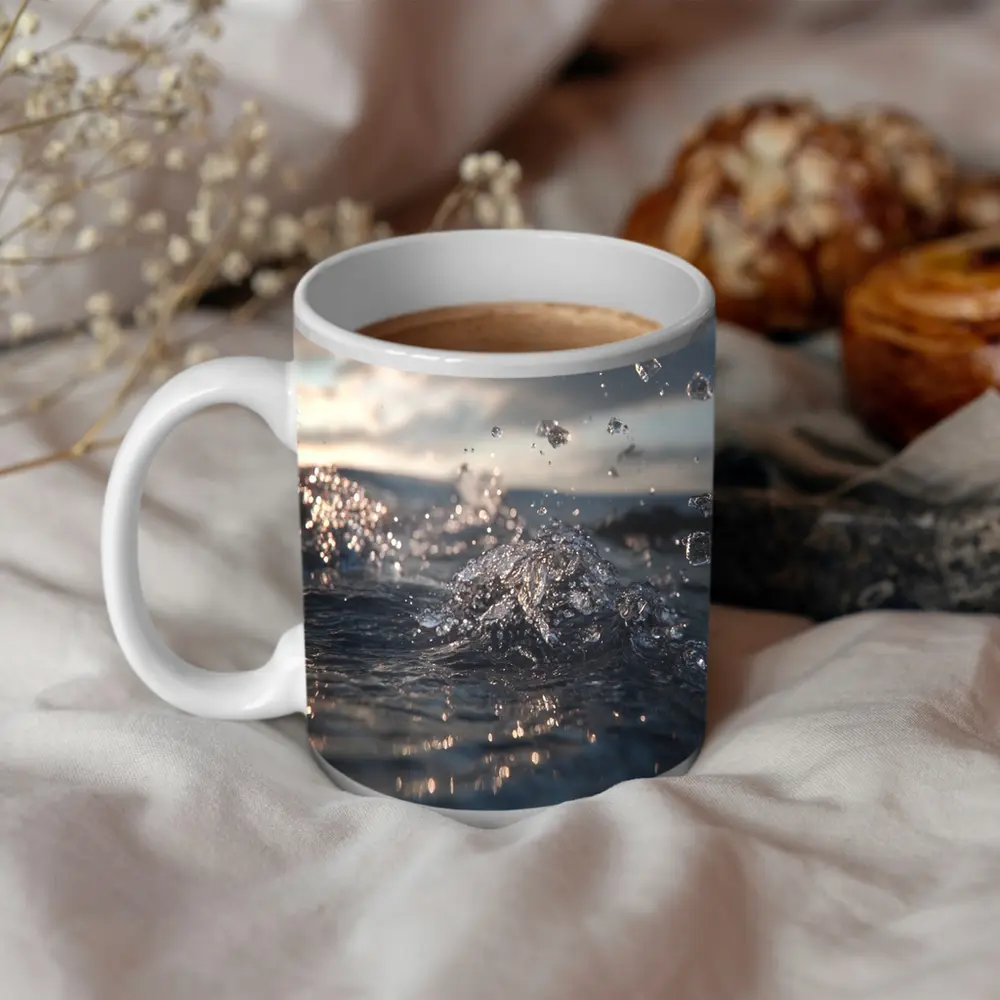 Ocean Wave Splash Dramatic Cloudy Sky – Mugs