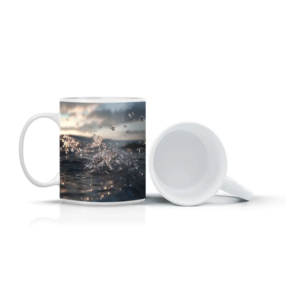 Ocean Wave Splash Dramatic Cloudy Sky – Mugs