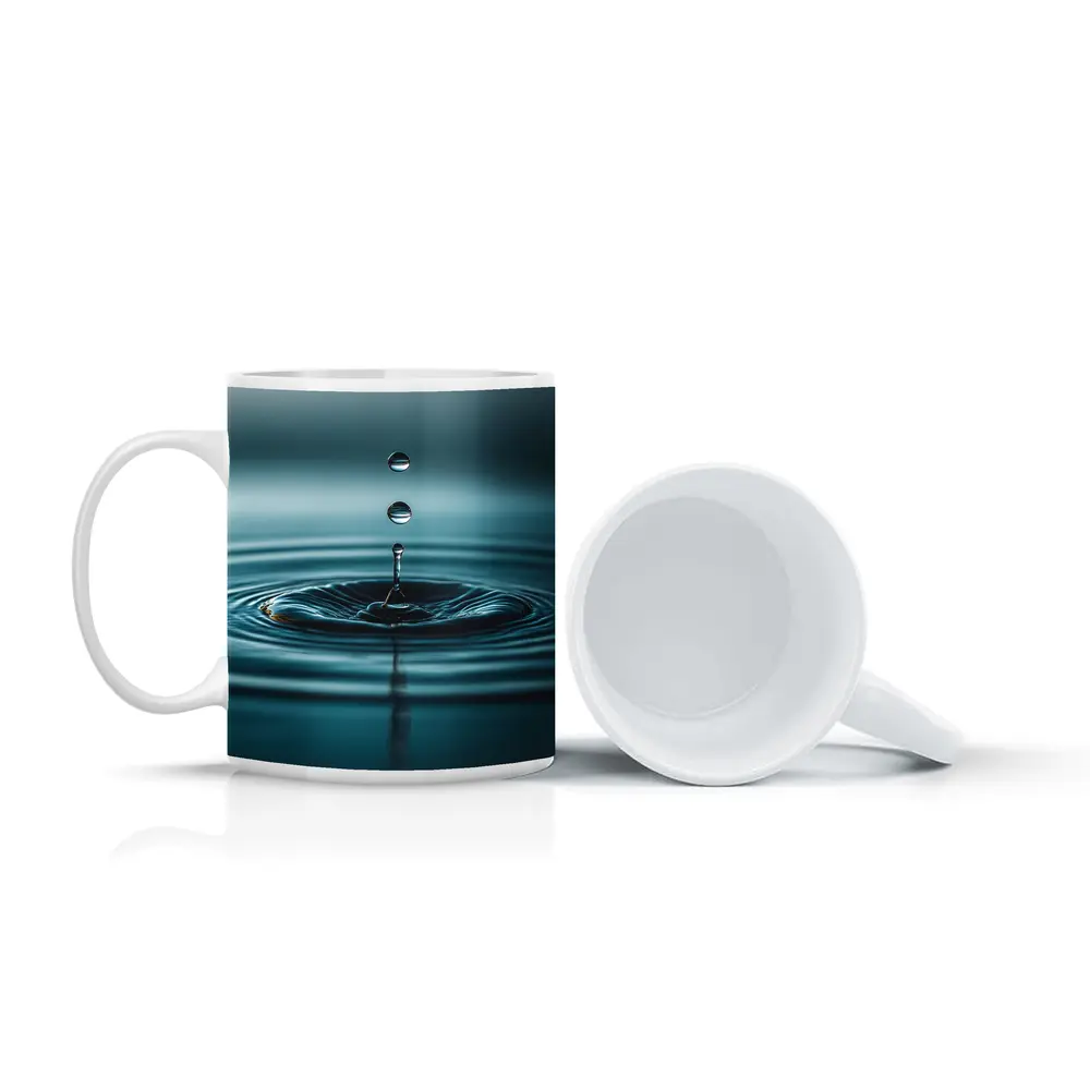 Water Drop Ripple Teal Blue Surface – Mugs
