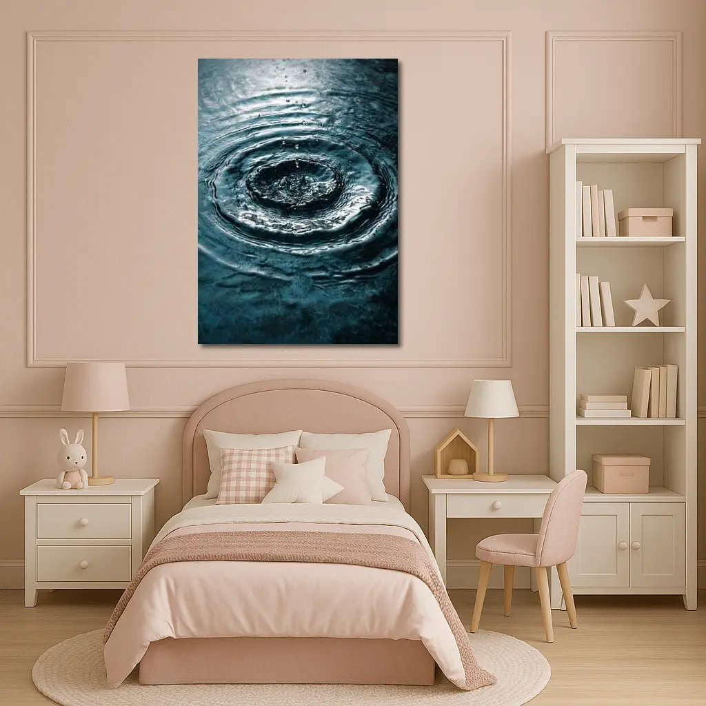 Water Ripple Circles Dark Teal Surface – Wall Art