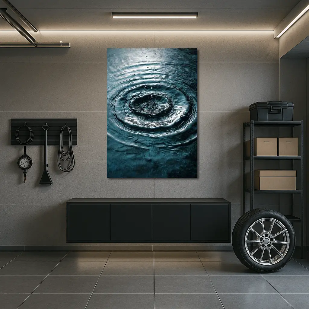 Water Ripple Circles Dark Teal Surface – Wall Art