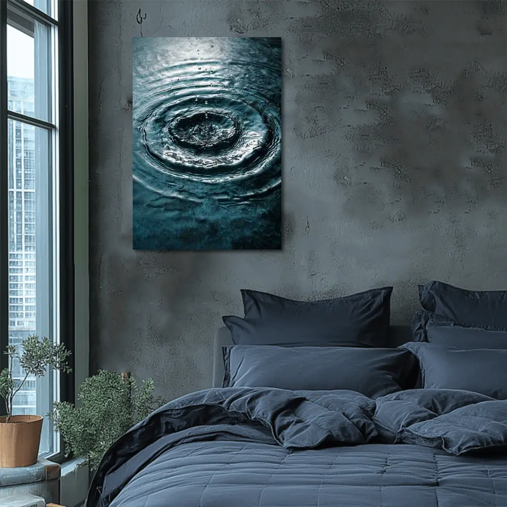 Water Ripple Circles Dark Teal Surface – Wall Art