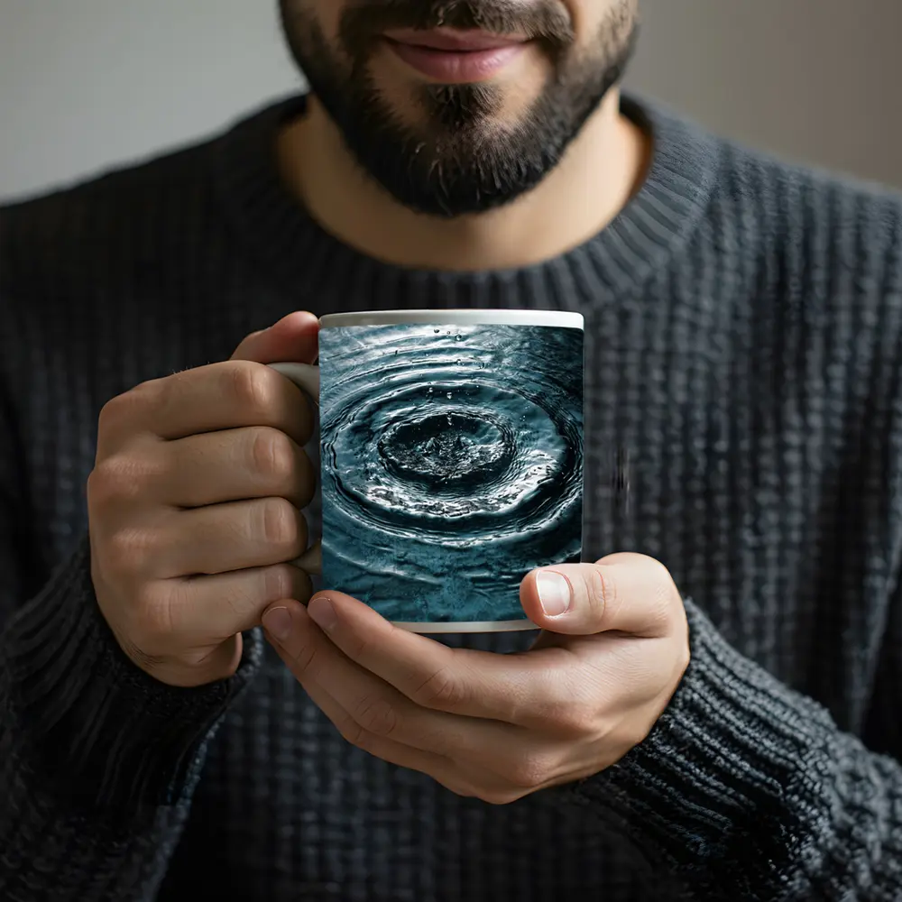 Water Ripple Circles Dark Teal Surface – Mugs
