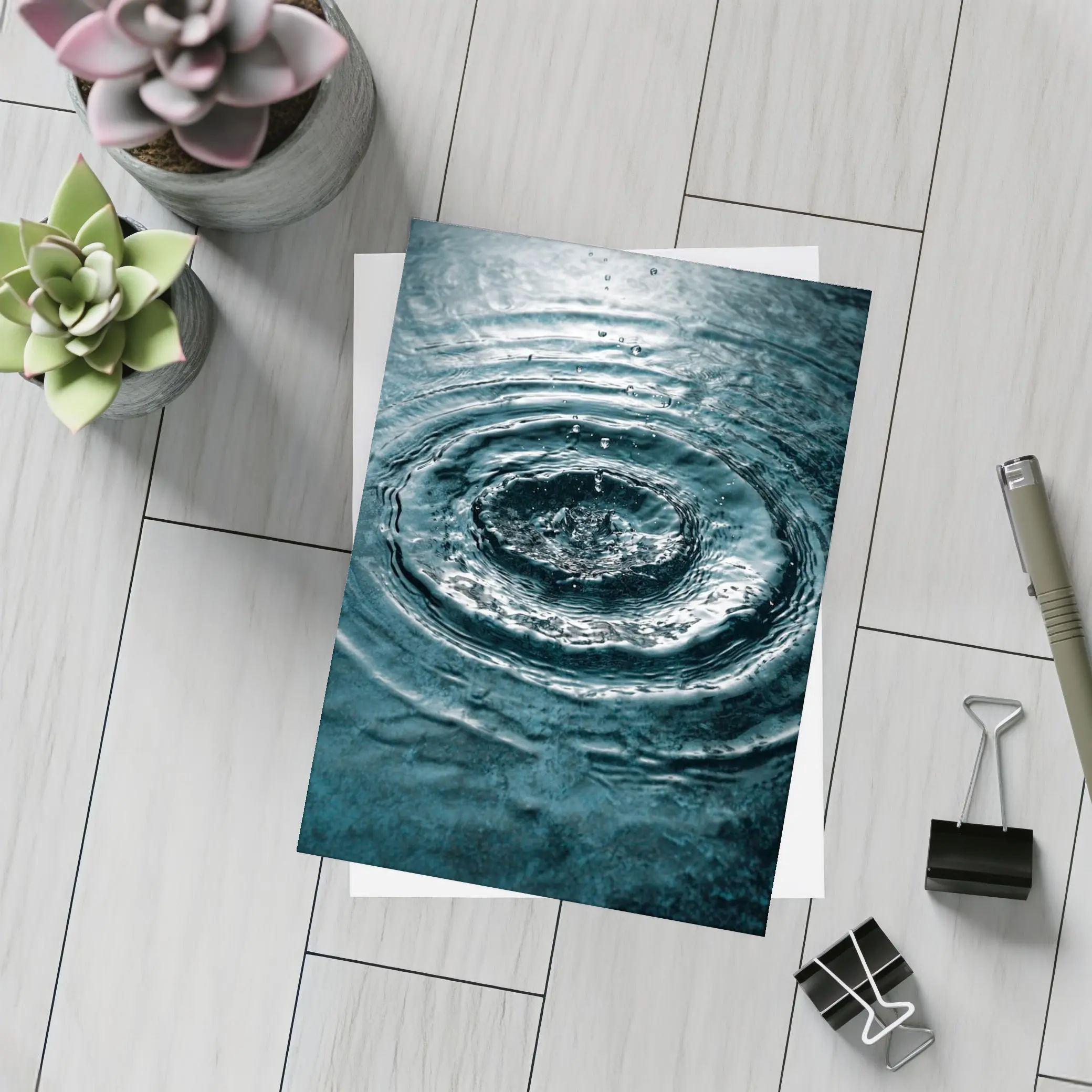 Water Ripple Circles Dark Teal Surface – Postcards