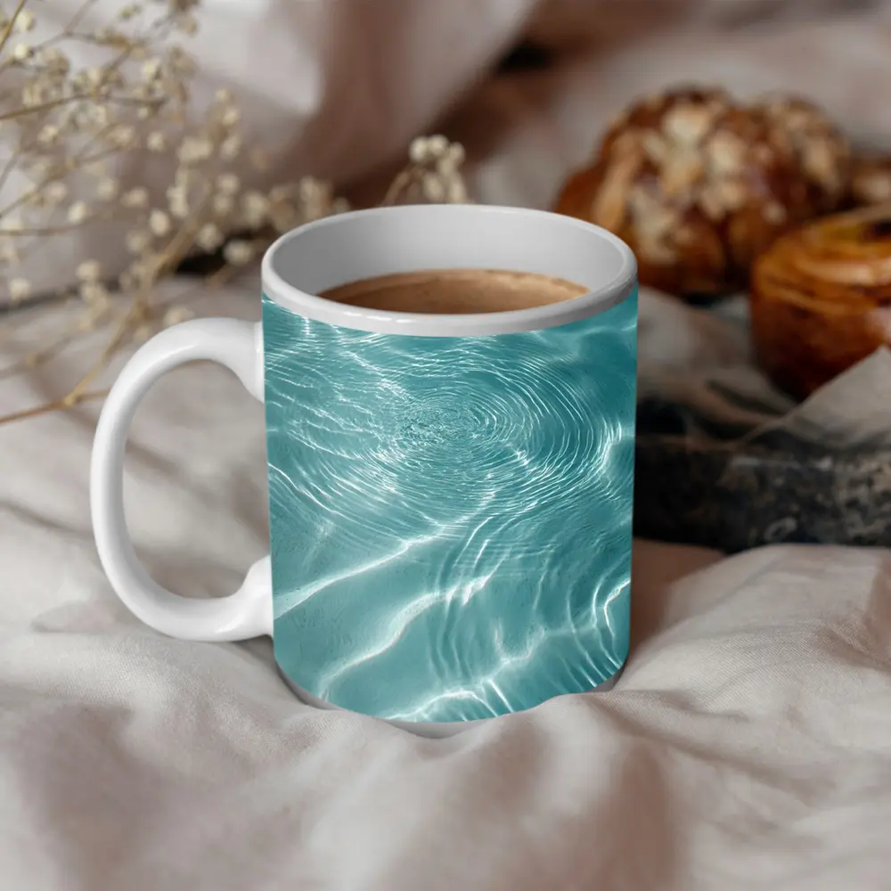 Clear Teal Pool Water Ripples Light Reflections – Mugs