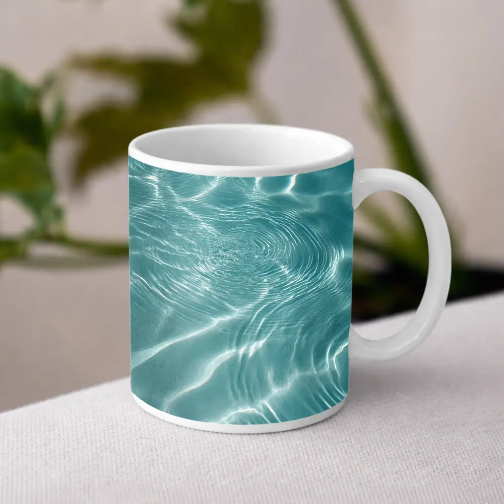Clear Teal Pool Water Ripples Light Reflections – Mugs
