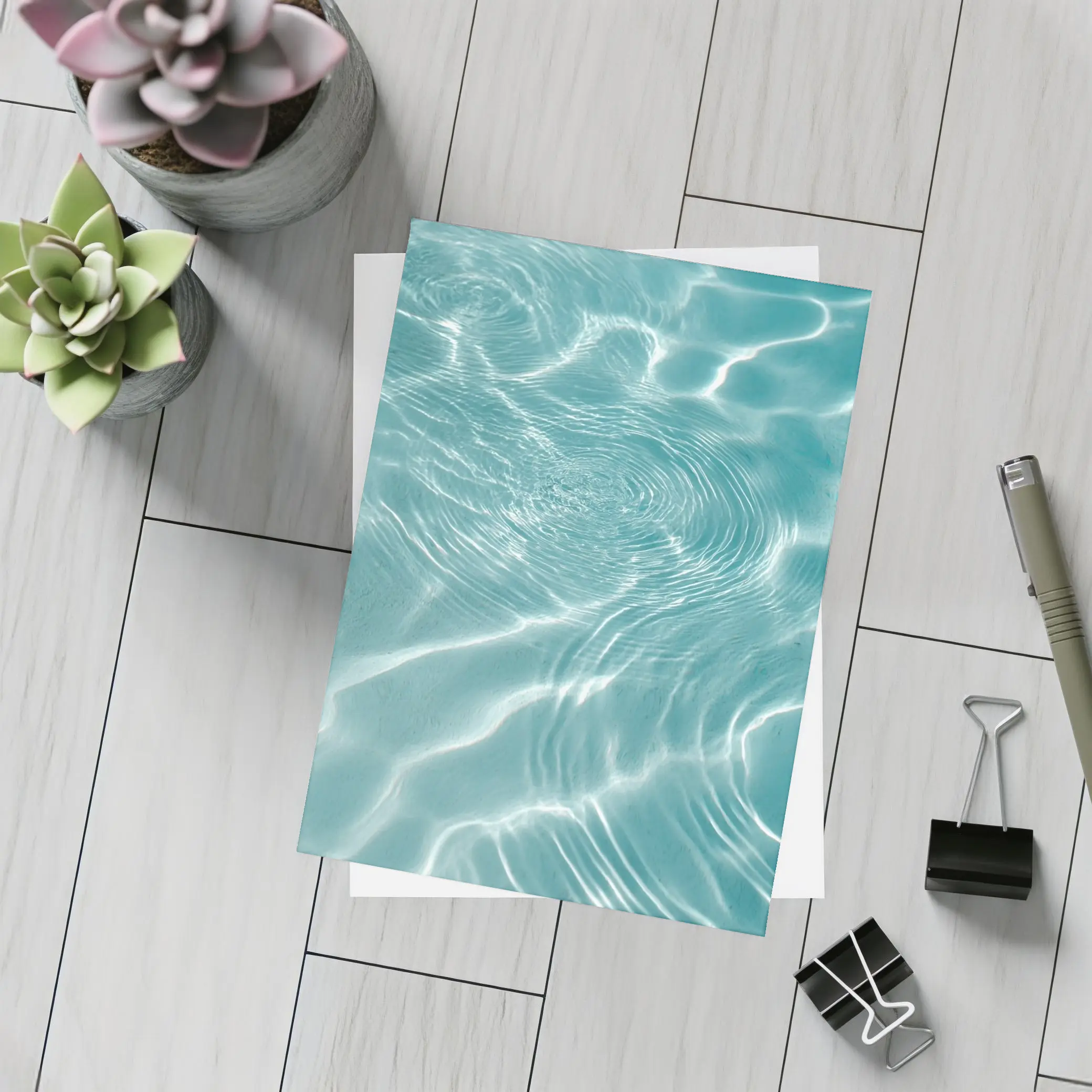 Clear Teal Pool Water Ripples Light Reflections – Postcards