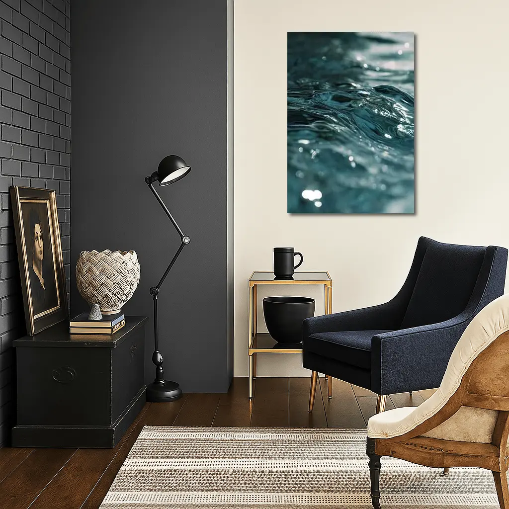 Close Up Teal Ocean Water Surface Ripples – Wall Art