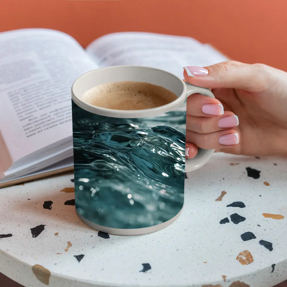 Close Up Teal Ocean Water Surface Ripples – Mugs
