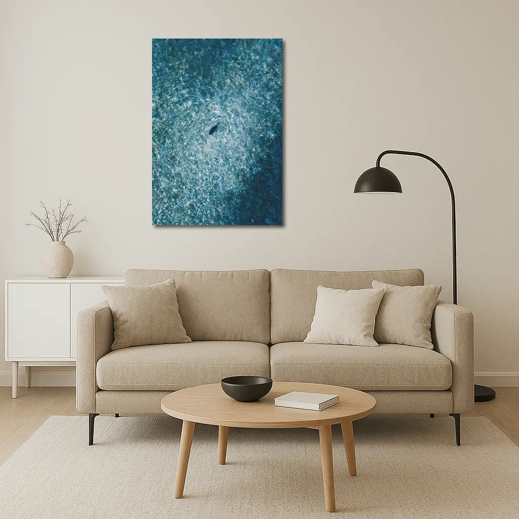 Lone Shark Aerial View Blue Ocean – Wall Art