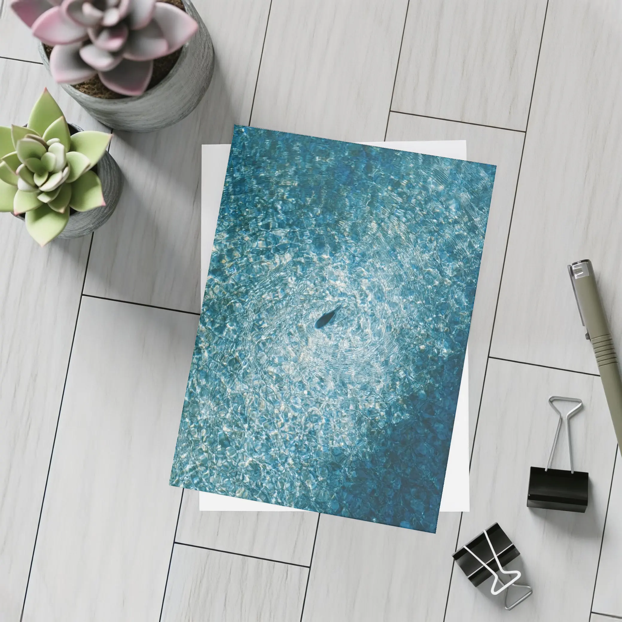 Lone Shark Aerial View Blue Ocean – Postcards