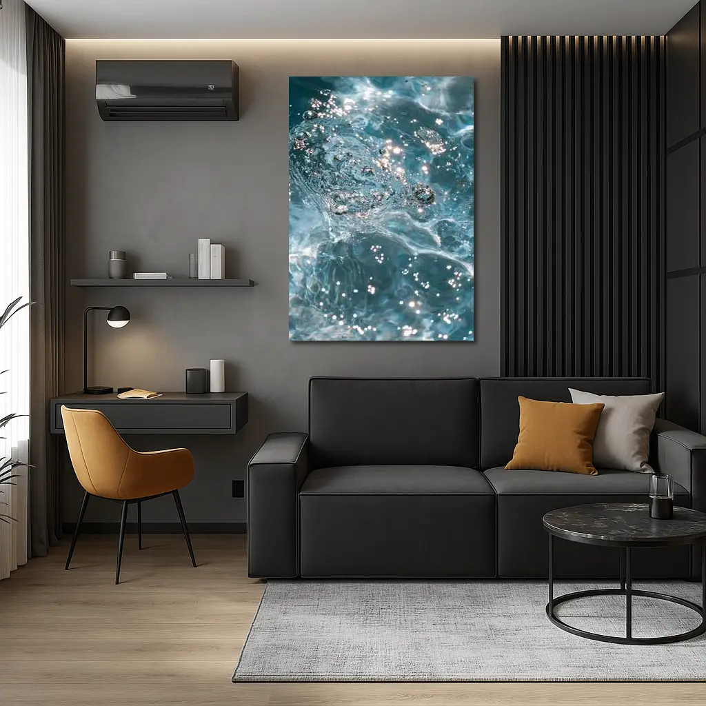 Clear Blue Water Surface with Sparkling Light – Wall Art