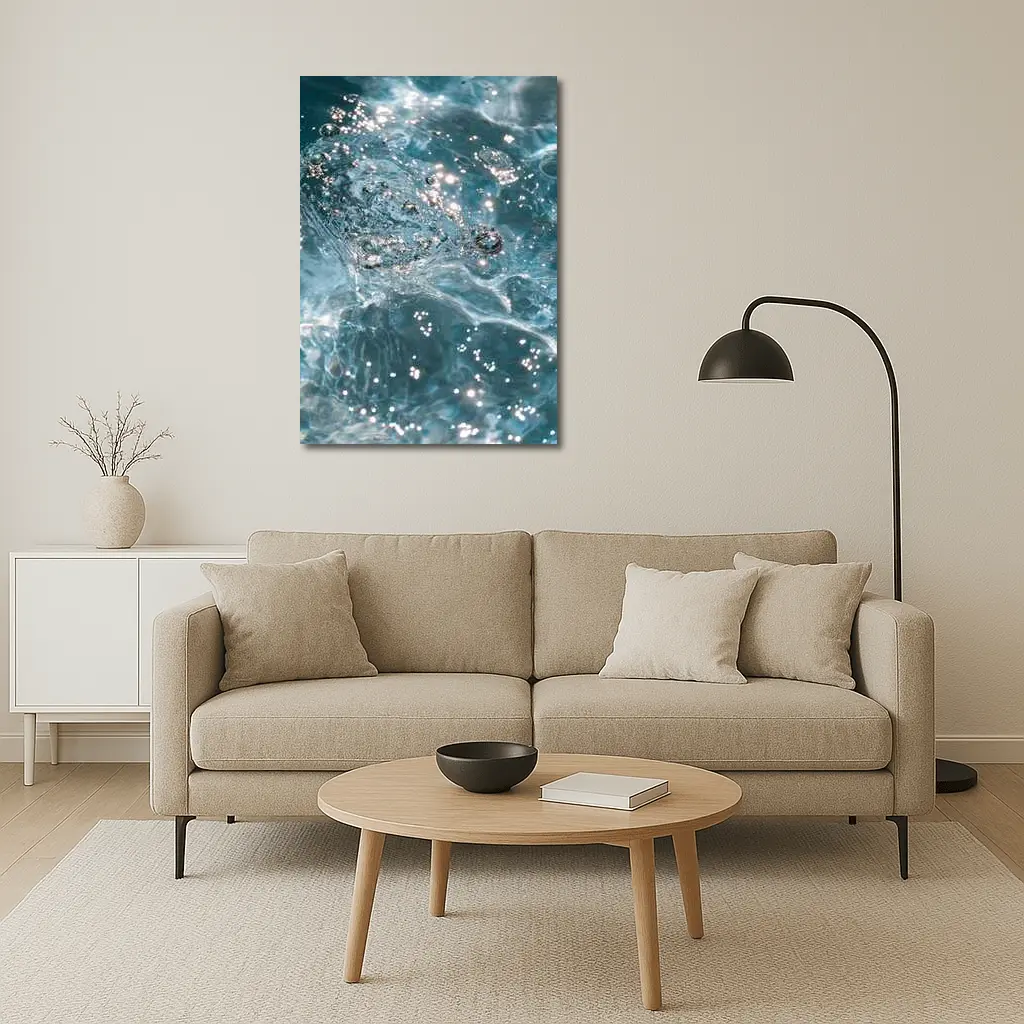 Clear Blue Water Surface with Sparkling Light – Wall Art