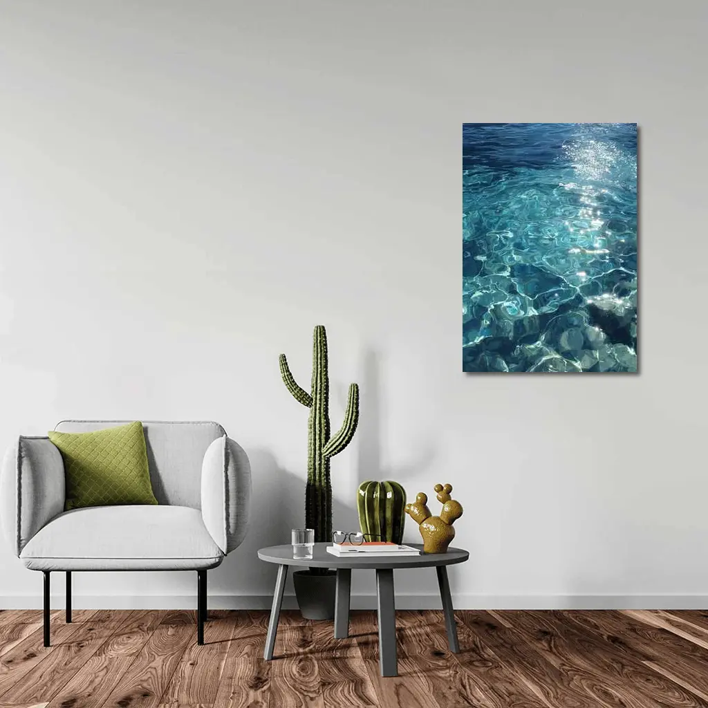 Clear Turquoise Ocean Water Sunlight Reflections – Wall Art