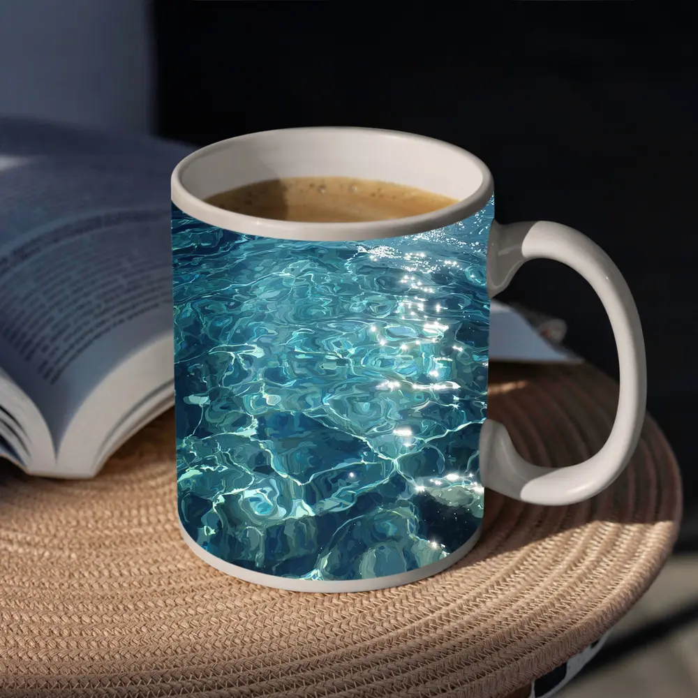 Clear Turquoise Ocean Water Sunlight Reflections – Mugs