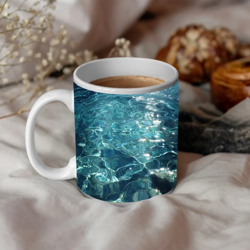 Clear Turquoise Ocean Water Sunlight Reflections – Mugs