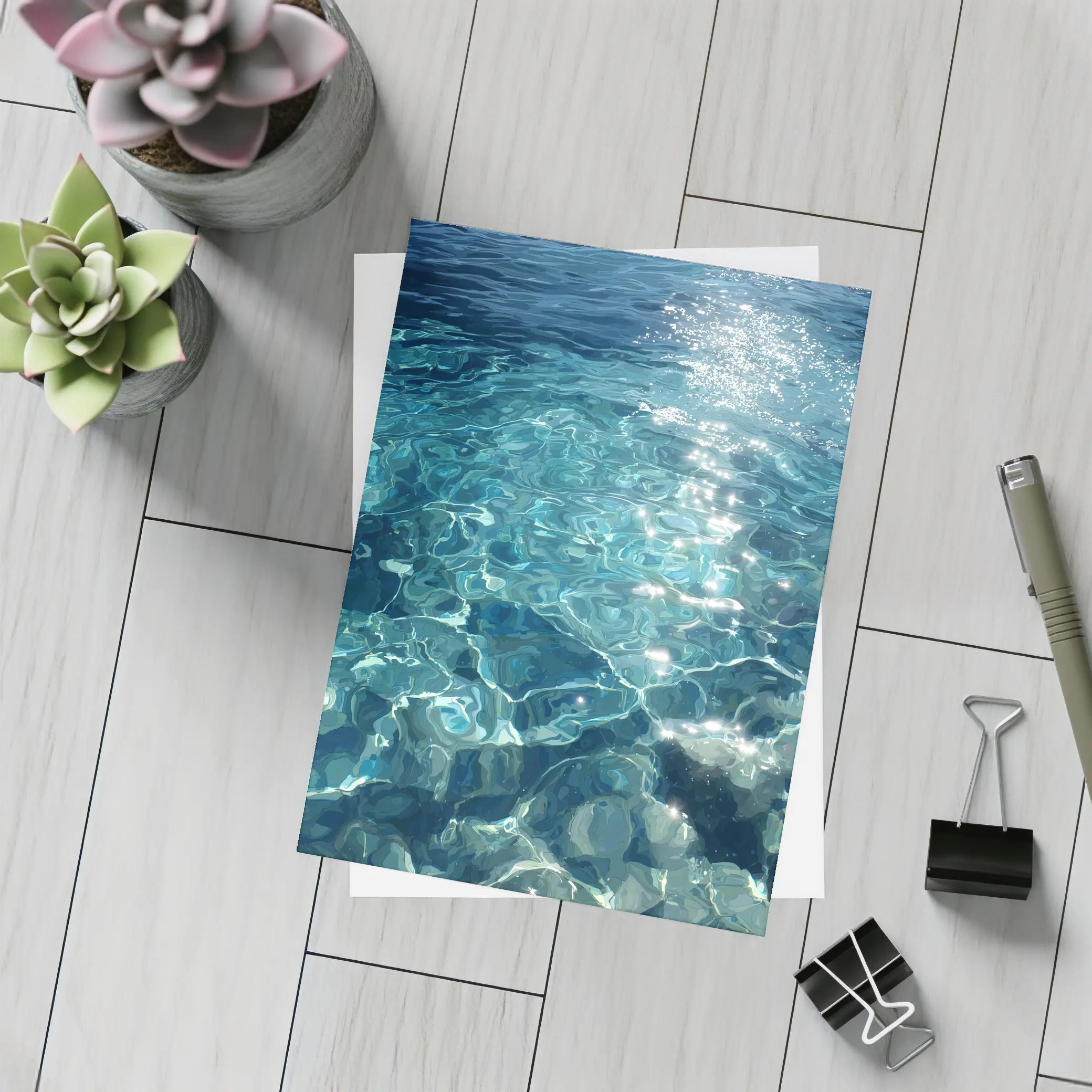 Clear Turquoise Ocean Water Sunlight Reflections – Postcards
