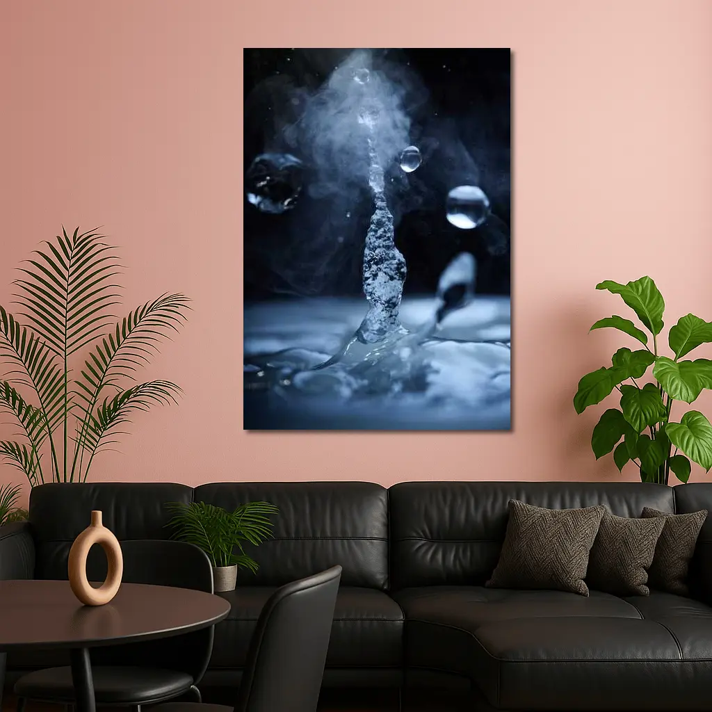 Water Drop Splash Dark Blue Abstract – Wall Art