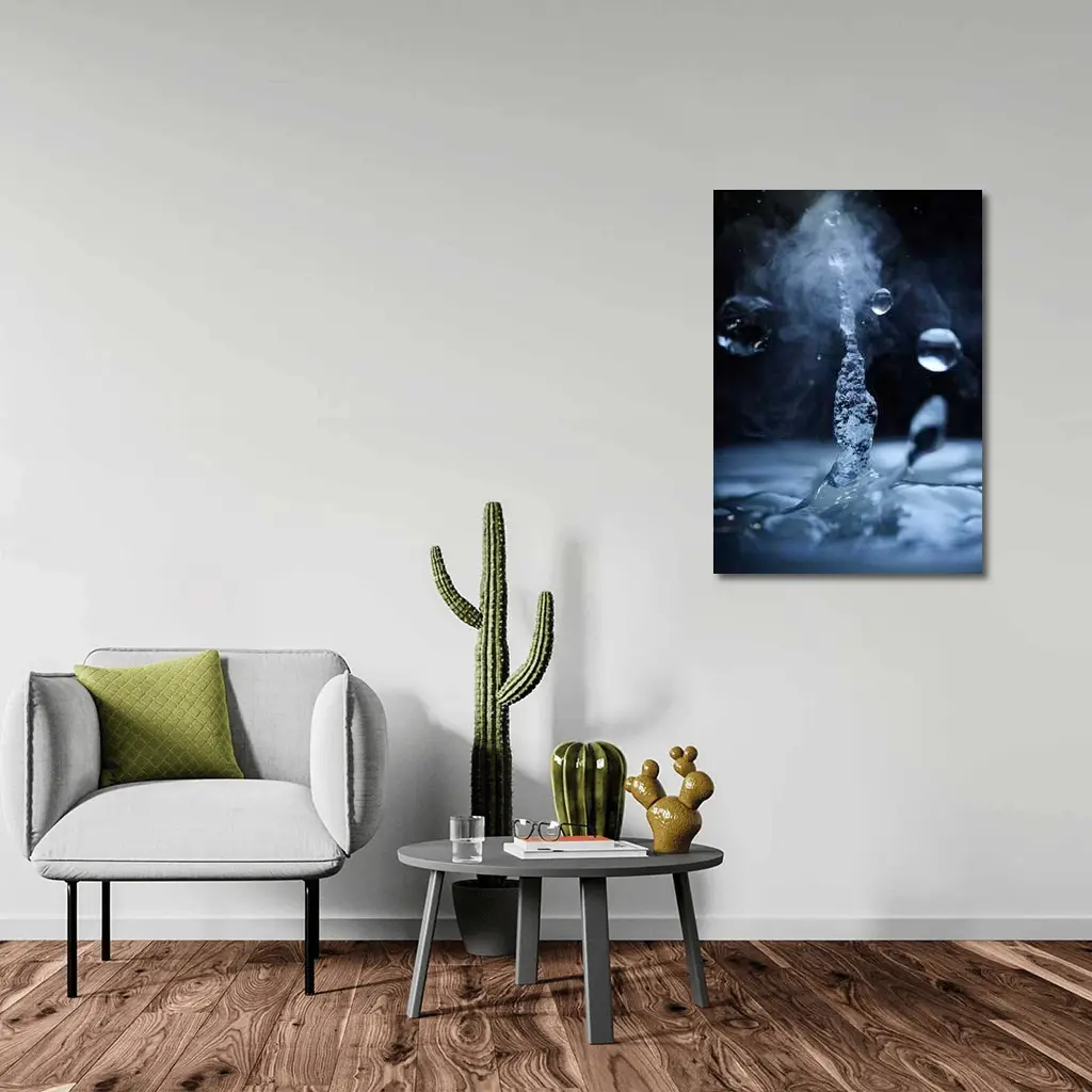 Water Drop Splash Dark Blue Abstract – Wall Art