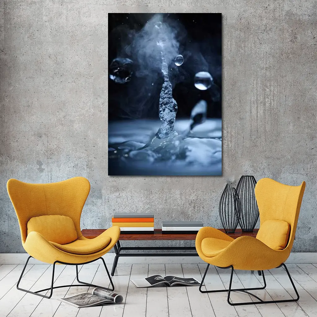 Water Drop Splash Dark Blue Abstract – Wall Art