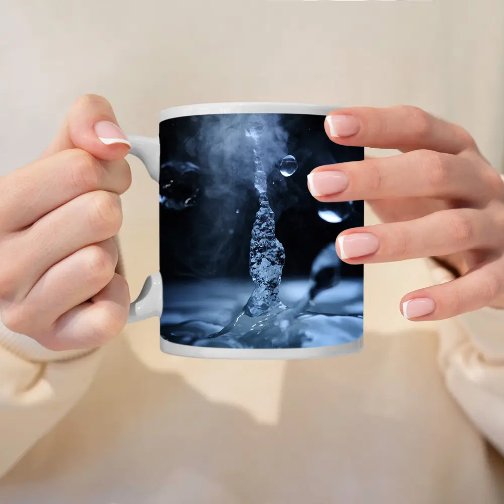 Water Drop Splash Dark Blue Abstract – Mugs