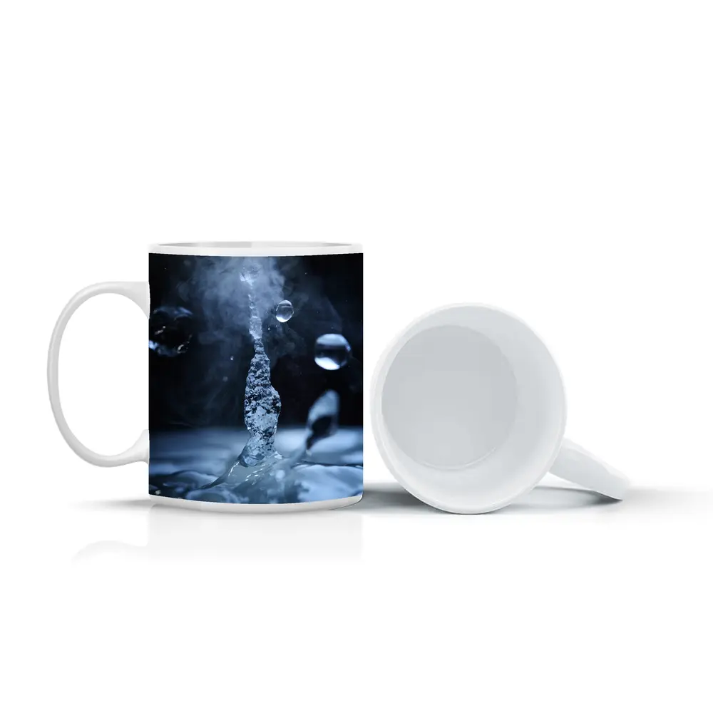 Water Drop Splash Dark Blue Abstract – Mugs