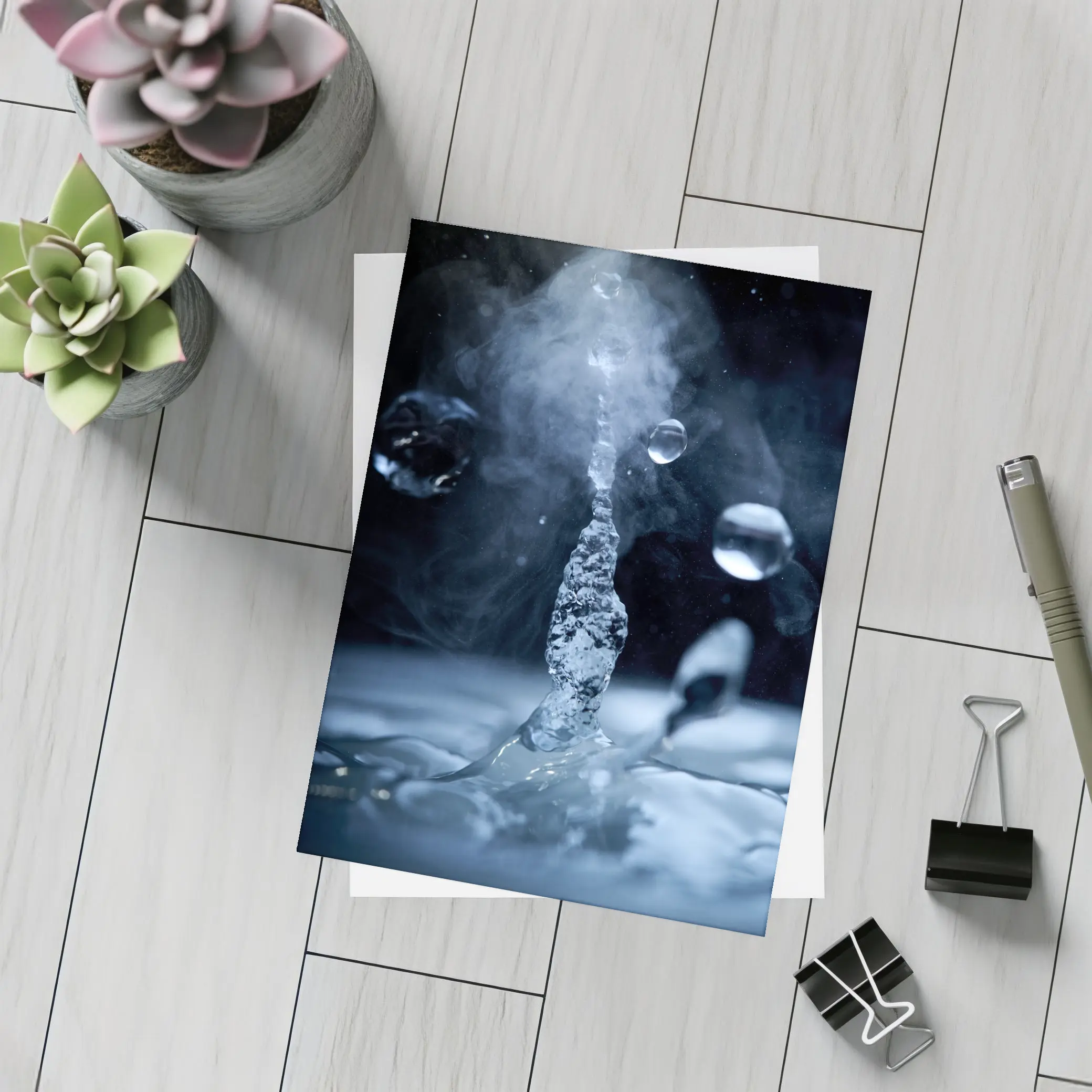 Water Drop Splash Dark Blue Abstract – Postcards