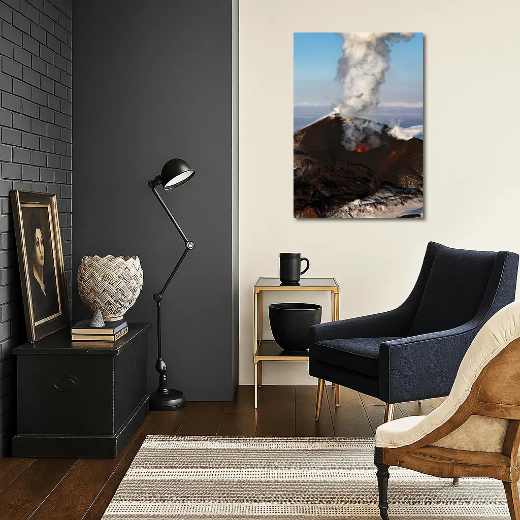 Active Volcano Eruption Lava Smoke Iceland – Wall Art