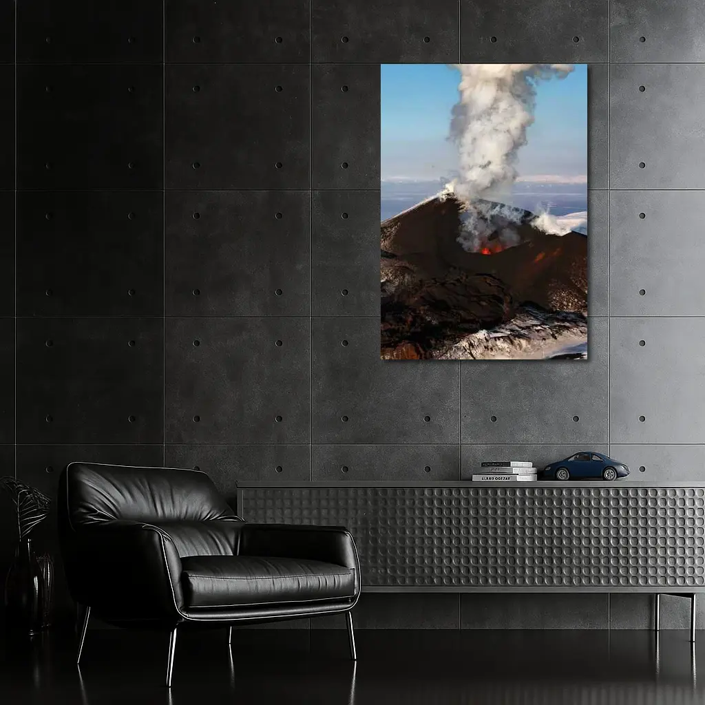 Active Volcano Eruption Lava Smoke Iceland – Wall Art