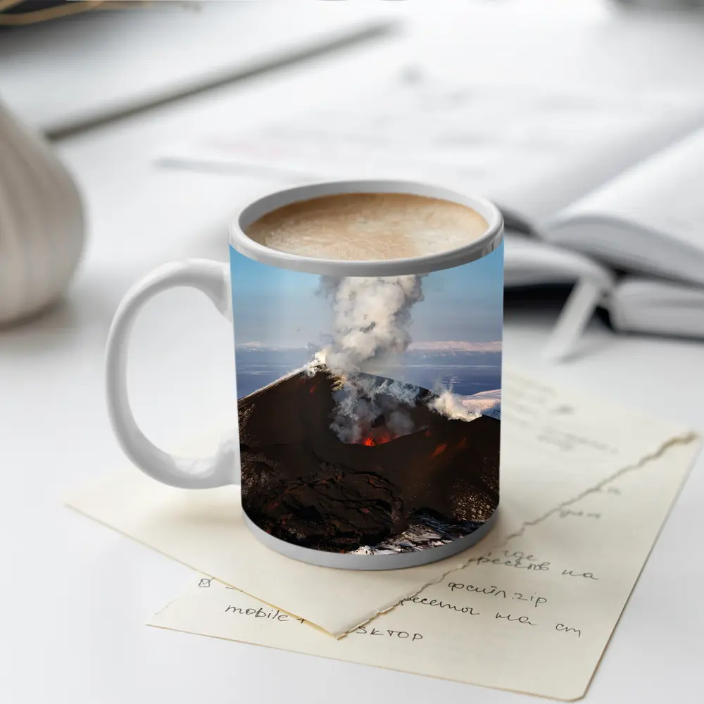Active Volcano Eruption Lava Smoke Iceland – Mugs