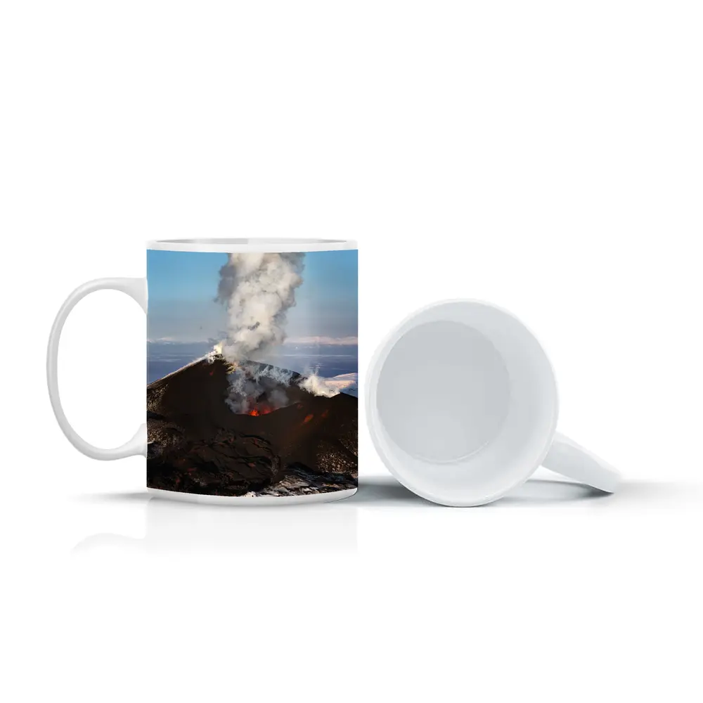 Active Volcano Eruption Lava Smoke Iceland – Mugs