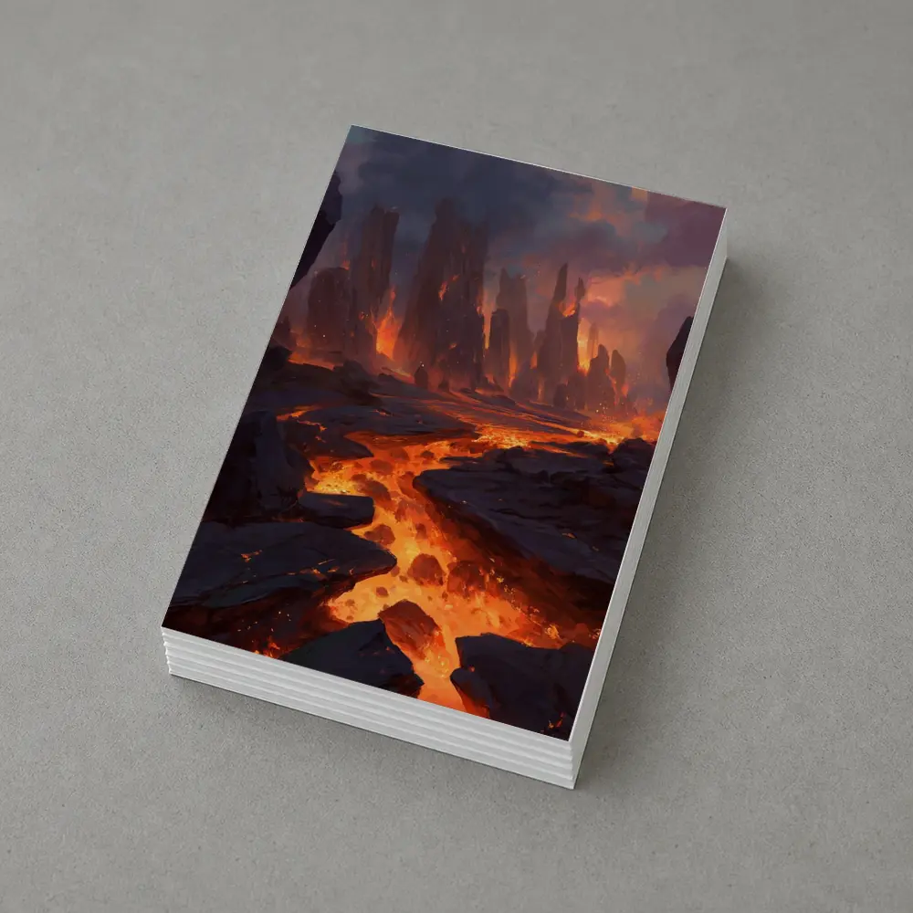 Fantasy Lava Fields Dark Volcanic Landscape Art – Postcards