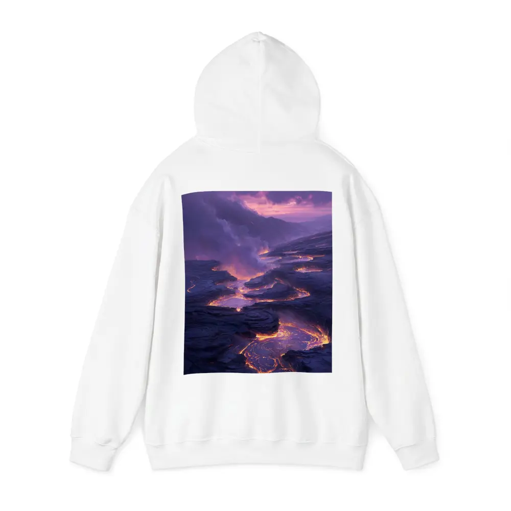 Glowing Lava Flow Purple Volcanic Landscape – Hoodies