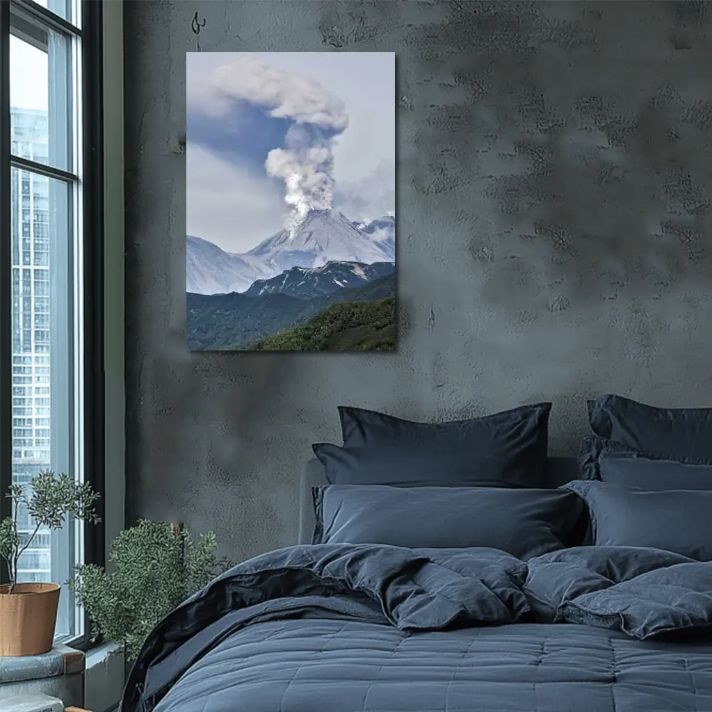 Erupting Volcano Ash Cloud Mountain Landscape – Wall Art