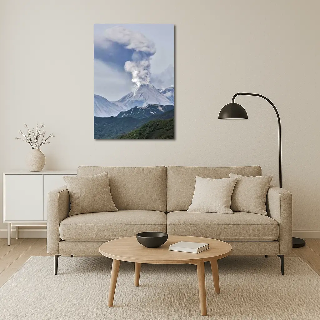 Erupting Volcano Ash Cloud Mountain Landscape – Wall Art